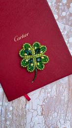 Sieraden luxe klaver broche hand-geborduurd kralen en parels, Overige materialen, 4 tot 7 cm, Nieuw, Groen