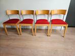 Eetkamerstoelen vintage design beuken in perfecte staat., Huis en Inrichting, Stoelen, Ophalen, Zo goed als nieuw, Metaal, Vier