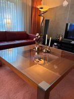 Salontafel kersen fineer, rvs poten, Huis en Inrichting, Ophalen, Gebruikt, Vierkant, Minder dan 50 cm