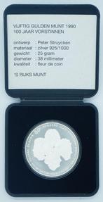 Nederland 50 Gulden 1990 100 jaar vorstinnen Zilver FDC in d, Koningin Beatrix, Zilver, Ophalen of Verzenden, Losse munt