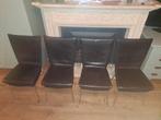 4 leren eetkamerstoelen met hoge rugleuning, Antiek en Kunst, Antiek | Meubels | Stoelen en Banken, Ophalen