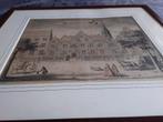 Oude gekleurde prent of pentekening in lijst G van Giessen, Antiek en Kunst, Kunst | Schilderijen | Klassiek, Ophalen