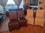 4 Eetkamerstoelen Bruin en Beige, Huis en Inrichting, Gebruikt, Bruin, Leer, Ophalen of Verzenden