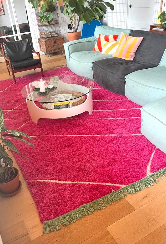 HKliving handgeknoopt roze wollen vloerkleed kleed HK living, Huis en Inrichting, Stoffering | Vloerbedekking, Zo goed als nieuw