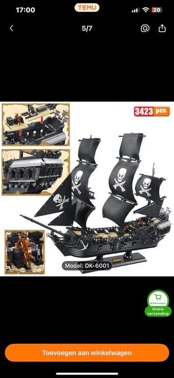 Black Pearl Piratenschip - 3423 Blokken beschikbaar voor biedingen