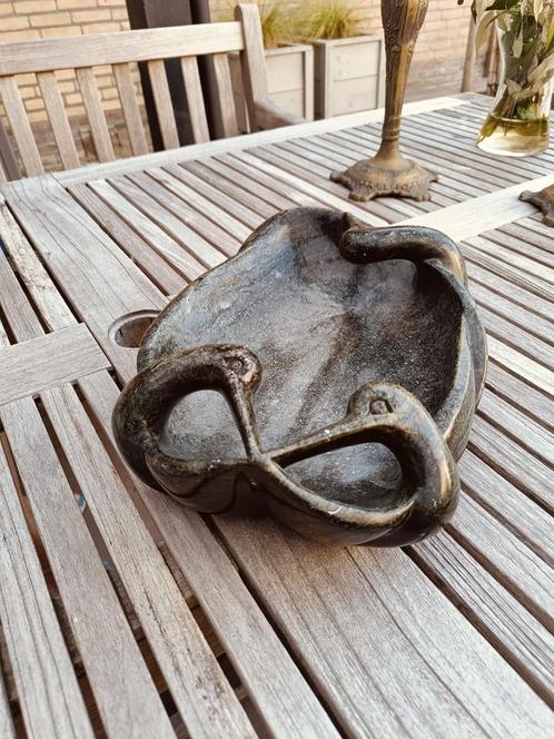 Speksteen beeld vogelbad met  3 vogels 39cm, Antiek en Kunst, Kunst | Designobjecten, Ophalen