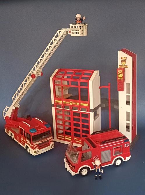 Playmobil Brandweer Kazerne en Wagens, Kinderen en Baby's, Speelgoed | Playmobil, Gebruikt, Ophalen of Verzenden