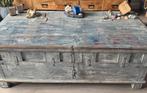 Vintage houten kist / salontafel, Huis en Inrichting, Woonaccessoires | Kisten, Ophalen, Gebruikt, 100 tot 150 cm, Metaal