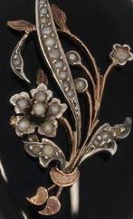 Onyx parel medaillon 14k gouden hanger antiek dames foto, Verzenden, Goud, Hanger, Met edelsteen