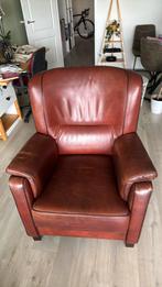 Bruine leren fauteuil van merk 3b, Huis en Inrichting, Fauteuils, Ophalen, Gebruikt, 75 tot 100 cm