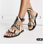 Zebraprint sandalen in leer 39, Zwart, Nieuw, Asos, Sandalen of Muiltjes