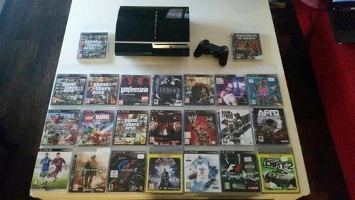 PS3 60 Phat + 23 GAMES, Spelcomputers en Games, Spelcomputers | Sony PlayStation 3, Zo goed als nieuw, Phat, 60 GB, Met 1 controller