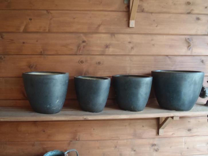 4 ovale plantenpotten  , Tuin en Terras, Bloempotten, Zo goed als nieuw, Aardewerk, Binnen, Balkon, Minder dan 40 cm, Minder dan 25 cm