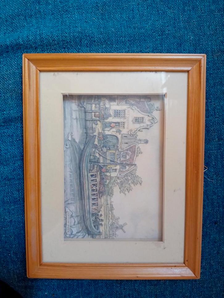 Hollandse Prent in Lijst, Antiek en Kunst, Kunst | Tekeningen en Foto's, Ophalen