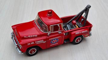 Vintage 1955 chevy 3100 Rode Takelwagen Matchbox Modelauto beschikbaar voor biedingen