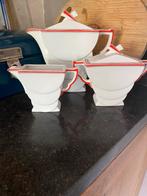 Puls Luna Art Deco Retro wit/rood/oranje Theeservies Porsel, Ophalen of Verzenden