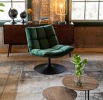 Dutchbone Bar Draaifauteuil Groen Fluweel, Huis en Inrichting, Fauteuils, Ophalen, 75 tot 100 cm, Zo goed als nieuw, Metaal