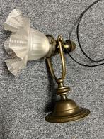 Antieke elektrische koperen wandlamp, Frans, Ophalen of Verzenden