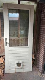 Hardhouten deur 211,2x89 (zonder slot, met kattenluik), Ophalen, Gebruikt, 80 tot 100 cm, 200 tot 215 cm