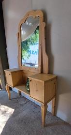 Pracht vintage antiek blank grenen kaptafel spiegel meubel, Ophalen, Zo goed als nieuw, Hout, 100 tot 150 cm