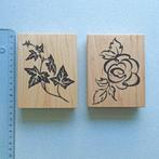 Houten rubberen stempels Roos & Ivy, Hobby en Vrije tijd, Stempelen, Ophalen of Verzenden, Nieuw, Houten stempel