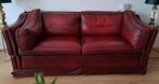 Kasteelbank ossenbloedrood 2,5-zits van leer, Ophalen, Zo goed als nieuw, Leer