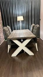 Te koop aangeboden eettafel met kruispoot (hout), Ophalen, Gebruikt