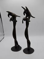 Antieke Vogel met Slang Beeldjes - Zoldervondst, Antiek en Kunst, Kunst | Beelden en Houtsnijwerken, Ophalen of Verzenden