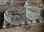 Antieke Melk suiker kan plus onderplaat, Antiek en Kunst, Antiek | Glas en Kristal, Ophalen of Verzenden