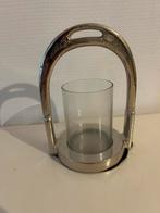 Metalen Kandelaar met Glas, Ophalen, Zo goed als nieuw, Metaal, Grijs