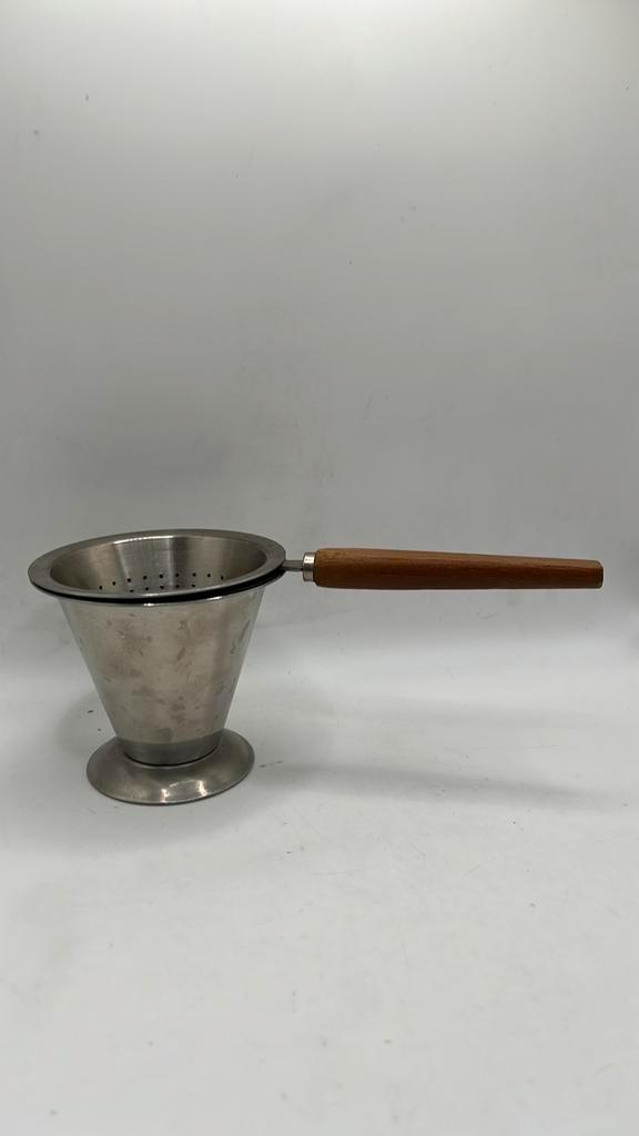 Zweeds roestvrijstalen 18/8 theezeefje met lekbak., Huis en Inrichting, Keuken | Keukenbenodigdheden, Gebruikt, Ophalen of Verzenden