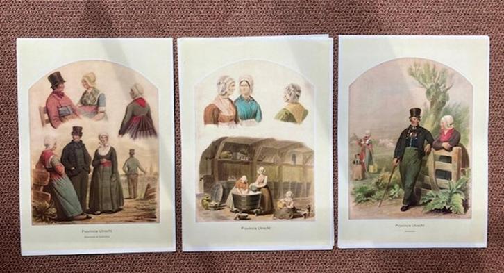 Prenten / platen Provincie Utrecht - klederdrachten, Antiek en Kunst, Antiek | Schoolplaten, Overige thema's, Ophalen of Verzenden