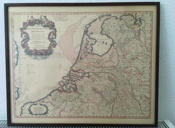 3 Prachtig historische kaarten zie foto’s en omschrijving., Boeken, Atlassen en Landkaarten, Zo goed als nieuw, Landkaart, Nederland