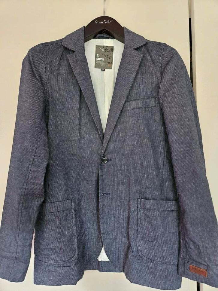 Linnen jasje maat 50 denimblue medium €39.95, Kleding | Heren, Kostuums en Colberts, Nieuw, Maat 48/50 (M), Verzenden