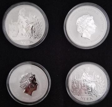 4x 1 oz Gods of Olympics Hera Zilver Munten 2022 beschikbaar voor biedingen