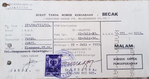 Indonesie 1993 Diep-paarse LEGESZEGEL van 500 Rp op document, Postzegels en Munten, Postzegels | Azië, Zuidoost-Azië, Ophalen of Verzenden