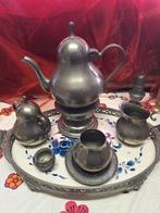 Tinnen theeservies op dienblad, Antiek en Kunst, Antiek | Tin, Ophalen of Verzenden