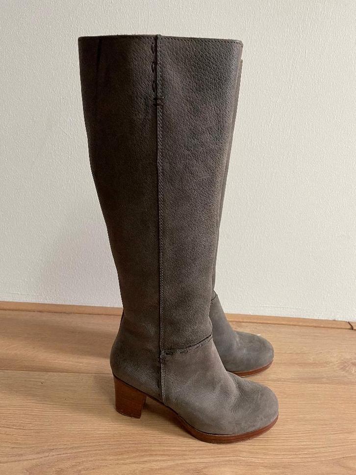 Sch11 - Bruine leren Fred de la Bretoniere laarzen mt 37 (1), Kleding | Dames, Schoenen, Zo goed als nieuw, Hoge laarzen, Bruin