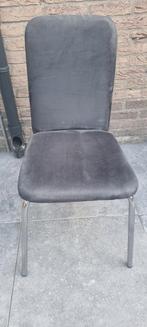 4 stoelen met zwart/grijs fluwelen bekleding, Ophalen, Gebruikt, Grijs, Vier