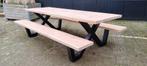Picknickbanken met stalen X-frame onderstel, Tuin en Terras, Picknicktafels, Ophalen, Nieuw, Rechthoekig, Hout