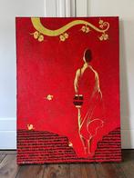 Schilderij op doek, olieverf "The monk walks" 120x85cm, Ophalen