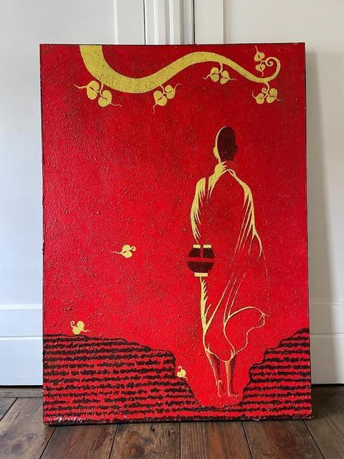 Schilderij op doek, olieverf "The monk walks" 120x85cm, Antiek en Kunst, Kunst | Schilderijen | Modern, Ophalen