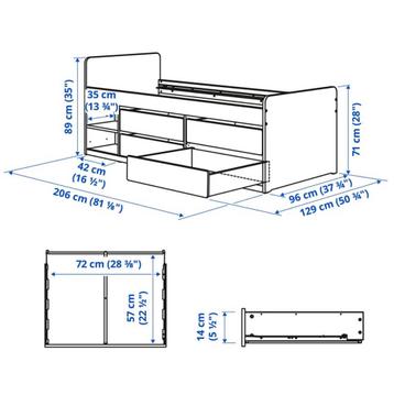 IKEA Släkt Bedframe 90x200 met lades + lattenbodem - afbeelding 2