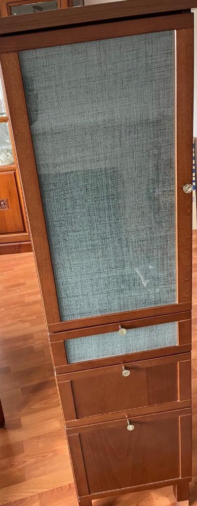 Vitrinekast / kolomkast – glazen plank + 3 lades, Huis en Inrichting, Kasten | Vitrinekasten, Zo goed als nieuw, 150 tot 200 cm