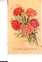 Ansichtkaart	Hartelijk Gefeliciteerd	Bloemen	Anjers, Verzenden, 1940 tot 1960, Gelopen, Natuur