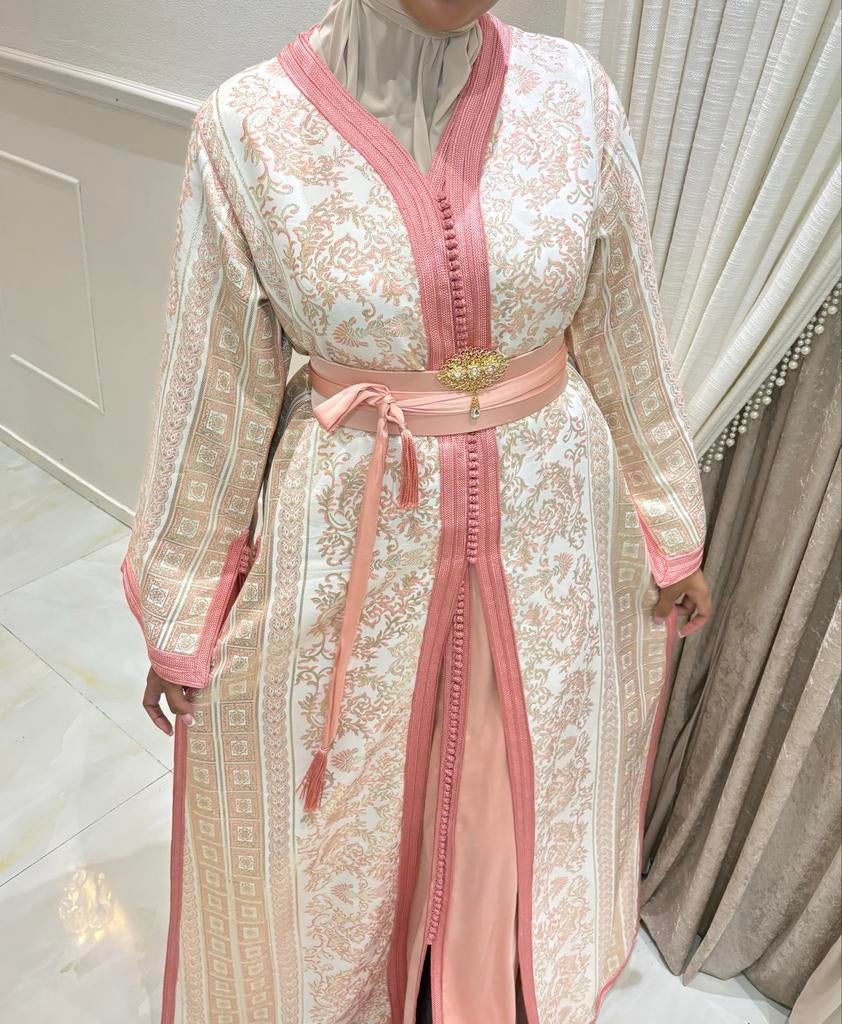 Elegante Takshita Roze/Beige, Verzenden, Maat 42/44 (L), Paars, Onder de knie