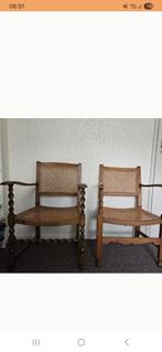 2 rieten stoelen, Huis en Inrichting, Stoelen, Ophalen, Twee, Bruin, Riet of Rotan