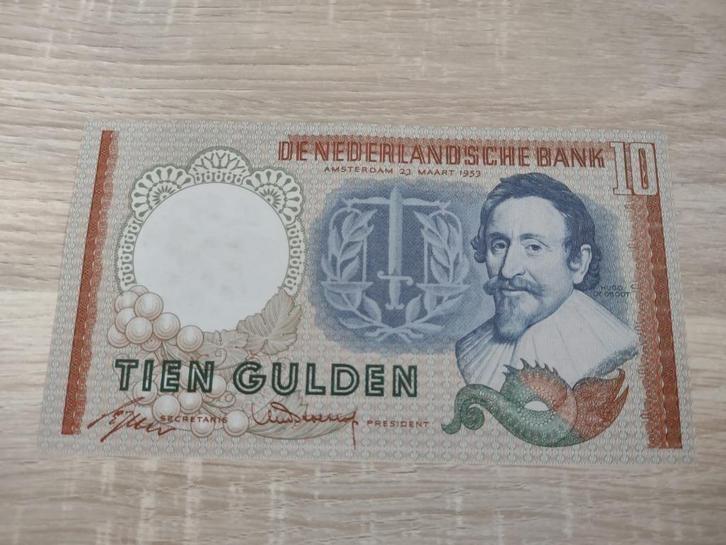 Zeldzaam replacement biljet 10 gulden Hugo de Groot, 1953, Postzegels en Munten, Bankbiljetten | Nederland, 10 gulden, Ophalen of Verzenden