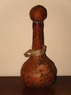 vintage met leer beklede fles, zeer decoratieve rariteit, Verzenden, Gebruikt