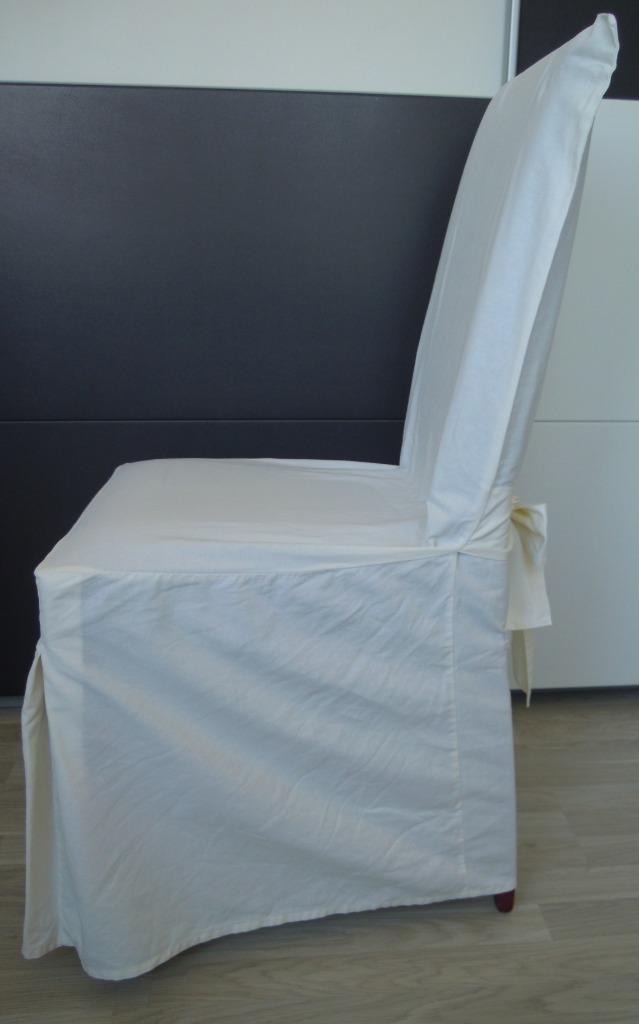 8 mooie katoenen stoelhoezen: doe een bod!, Huis en Inrichting, Stoelen, Zo goed als nieuw, Vijf, Zes of meer stoelen, Stof, Wit